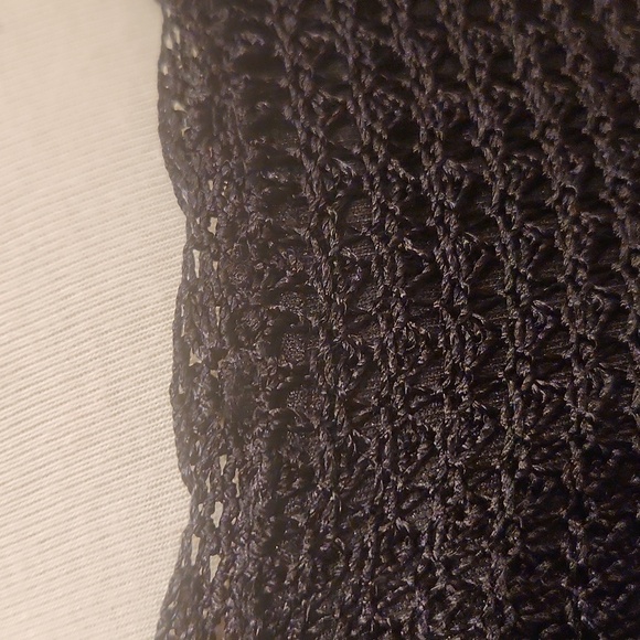 Coldwater Creek Crocheted Tunic Top Sweater Black Rayon Sz L - Picture 4 of 9